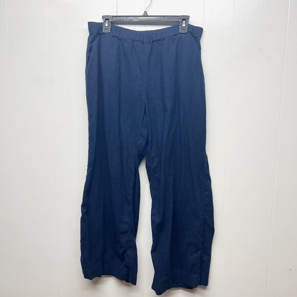 Caslon Womens Pants Petite L Pull On Wide Leg Linen Blend Vacation Coastal Beach - Picture 1 of 12